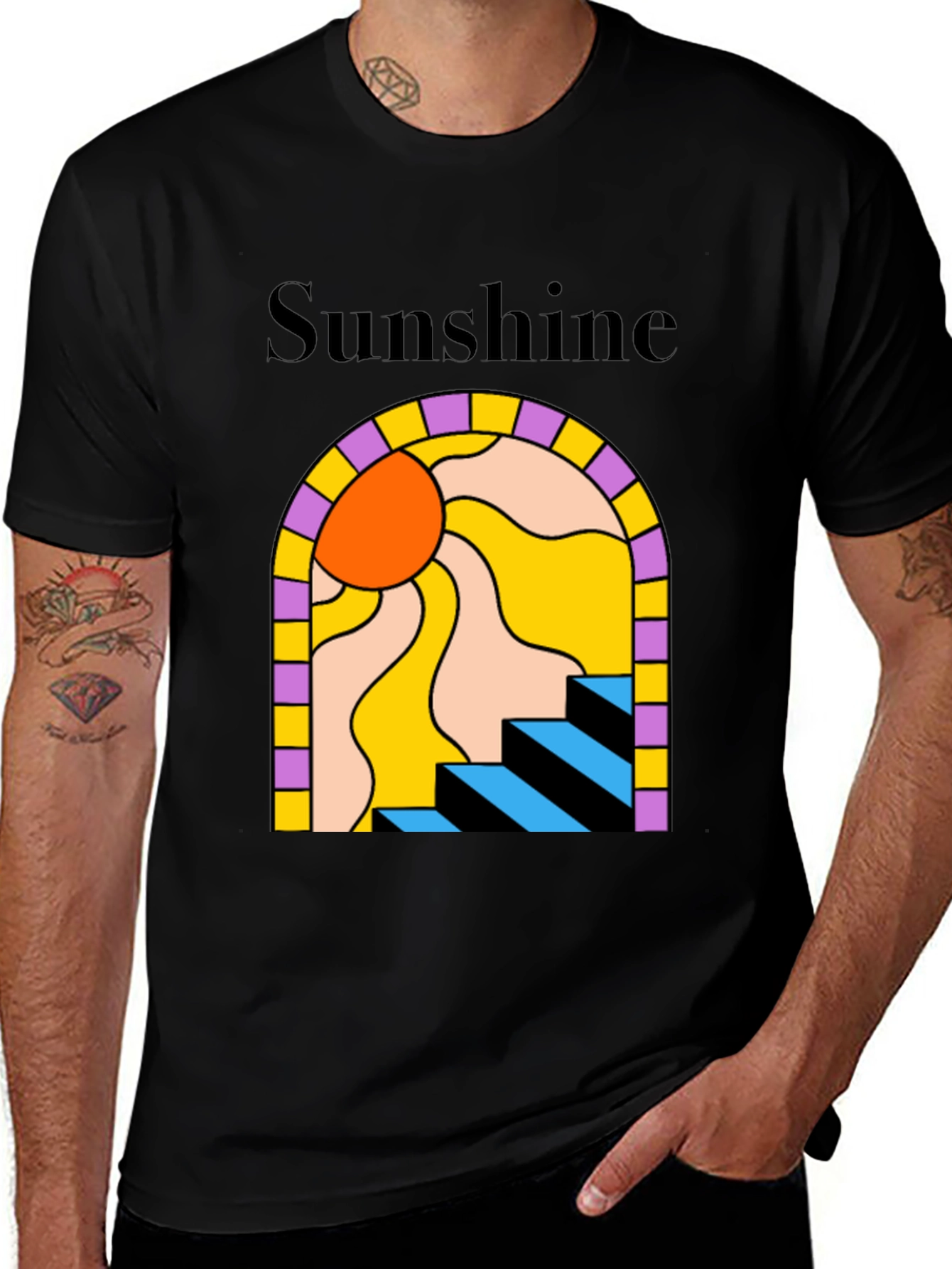 Camiseta Negra Sunshine Abstracta