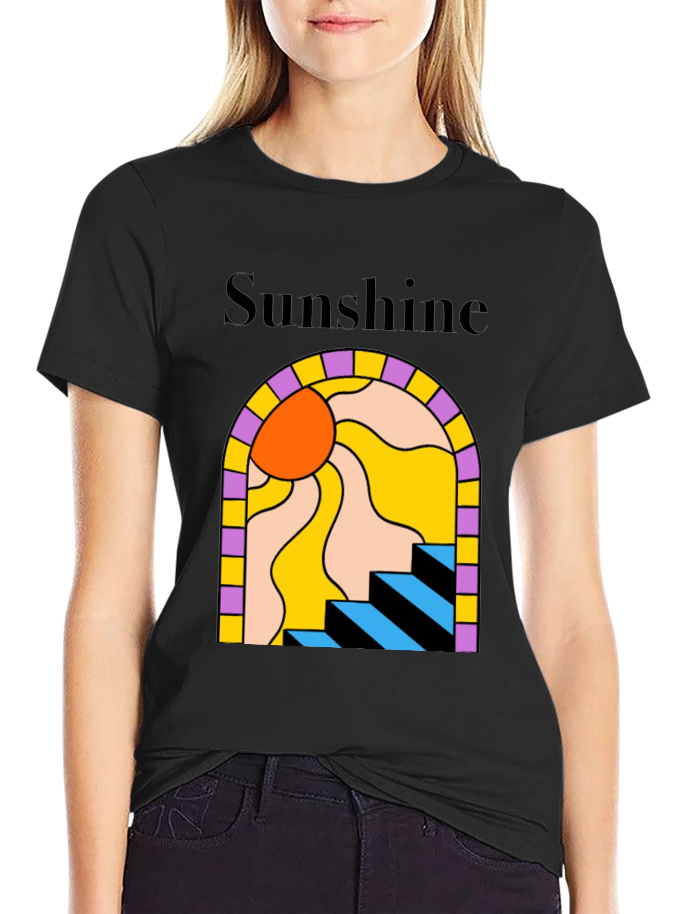 Camiseta Negra Sunshine Abstracta
