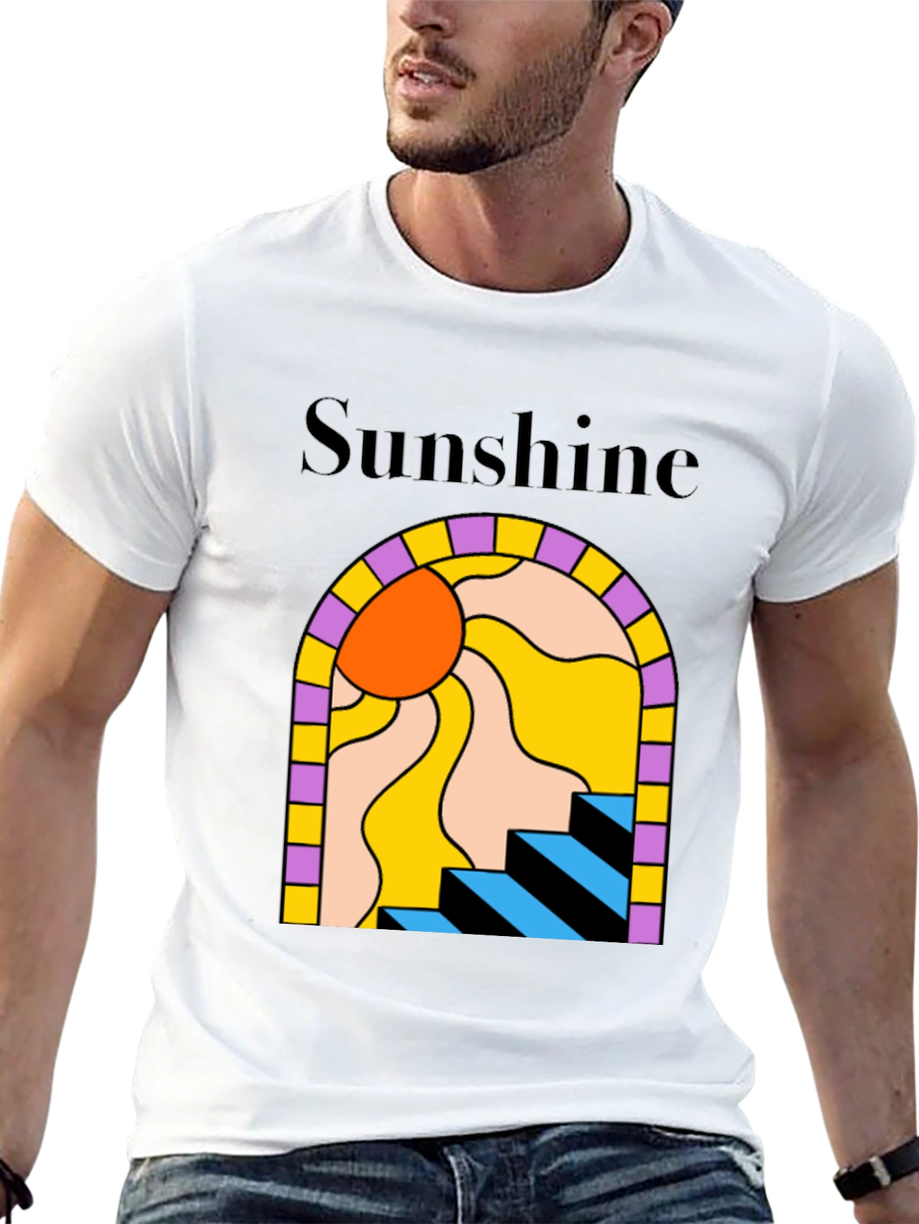Camiseta Negra Sunshine Abstracta
