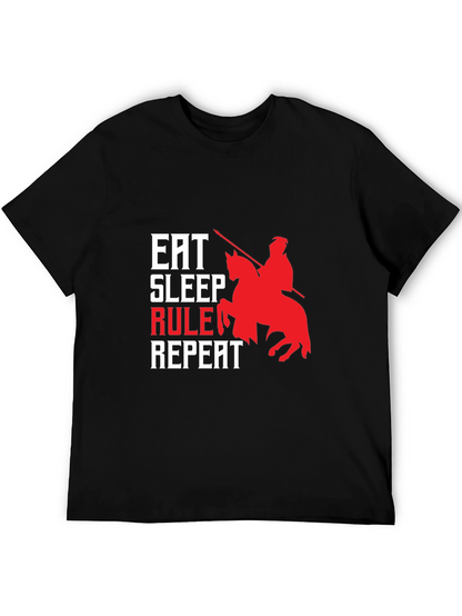 Camiseta Hombre Eat Sleep Rule Repeat - Diseño Caballero