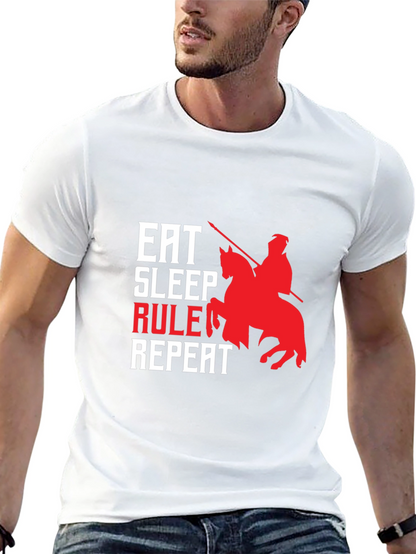 Camiseta Hombre Eat Sleep Rule Repeat - Diseño Caballero