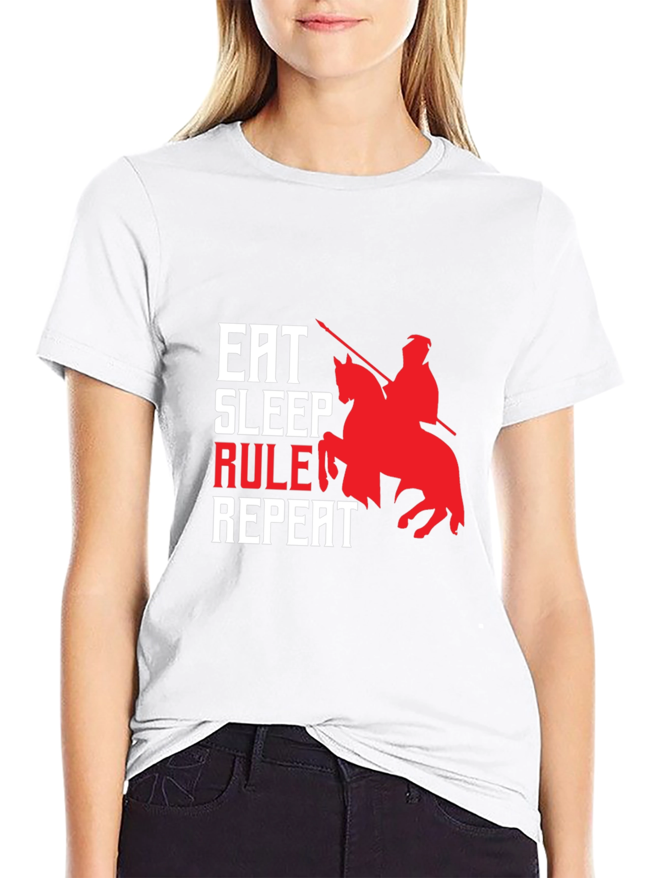 Camiseta Hombre Eat Sleep Rule Repeat - Diseño Caballero