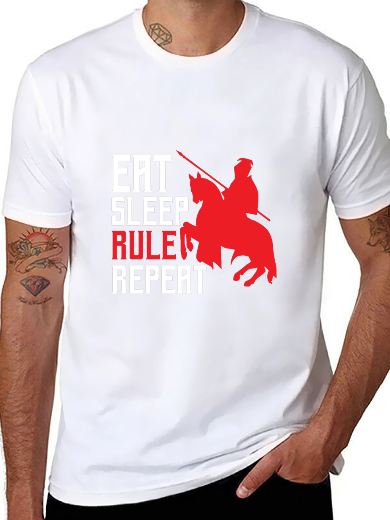 Camiseta Hombre Eat Sleep Rule Repeat - Diseño Caballero