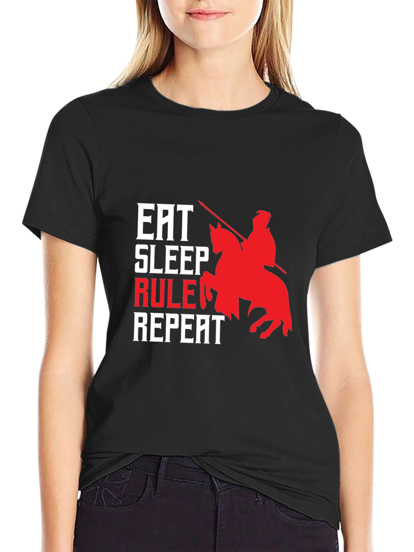 Camiseta Hombre Eat Sleep Rule Repeat - Diseño Caballero