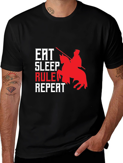 Camiseta Hombre Eat Sleep Rule Repeat - Diseño Caballero