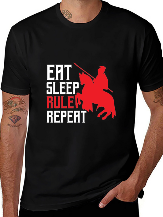 Camiseta Hombre Eat Sleep Rule Repeat - Diseño Caballero