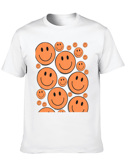 Camiseta Negra con Caritas Sonrientes Naranjas