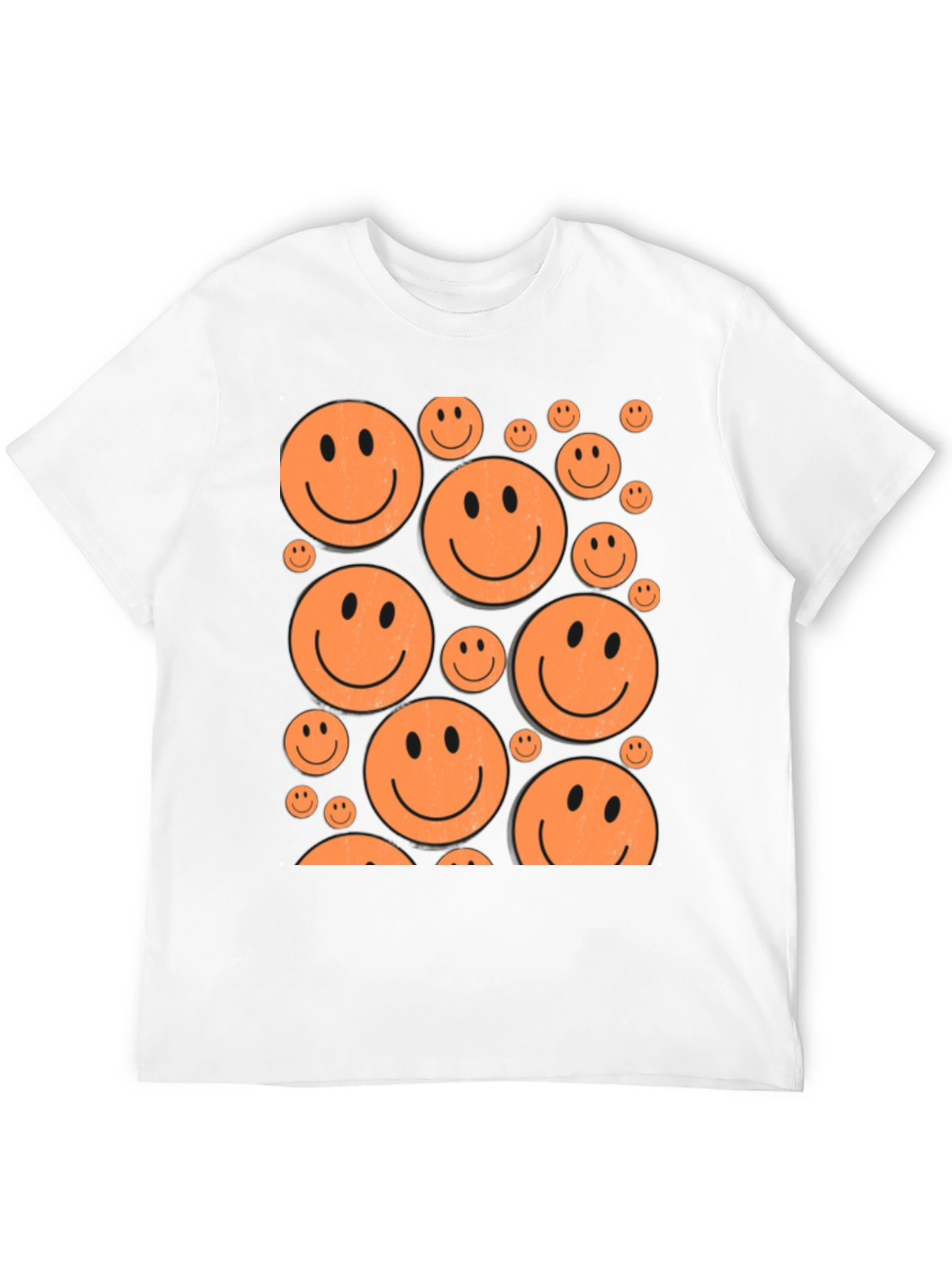 Camiseta Negra con Caritas Sonrientes Naranjas