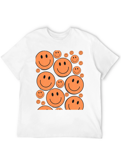 Camiseta Negra con Caritas Sonrientes Naranjas