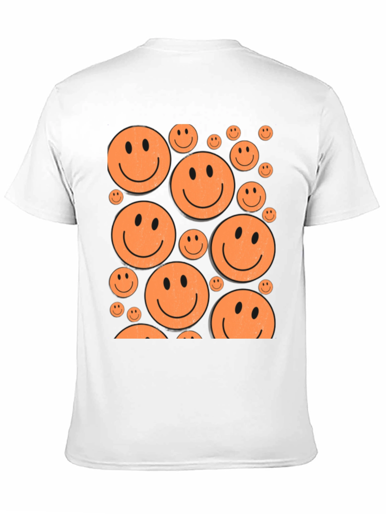 Camiseta Negra con Caritas Sonrientes Naranjas