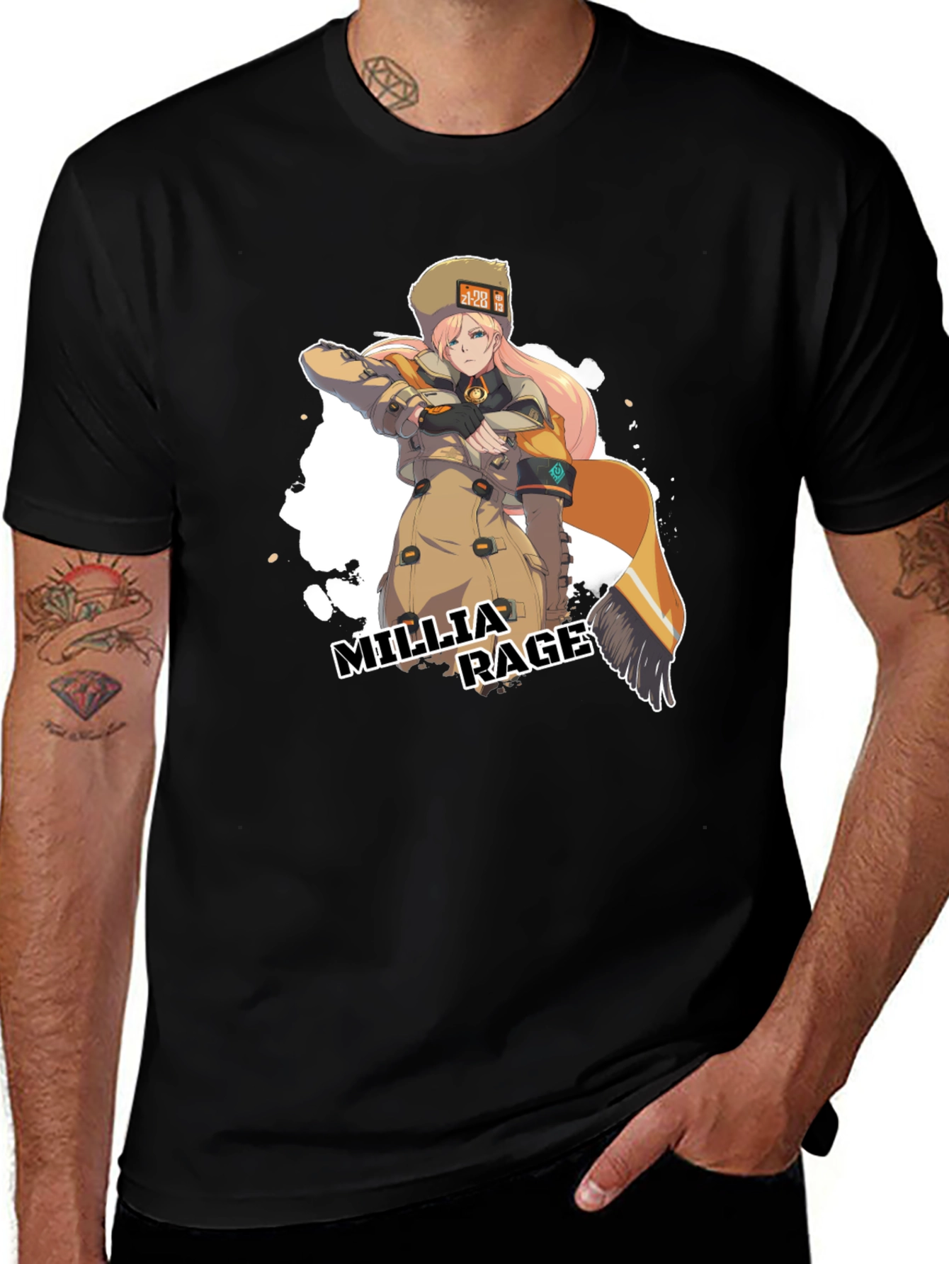 Camiseta Negra Millia Rage - Guilty Gear