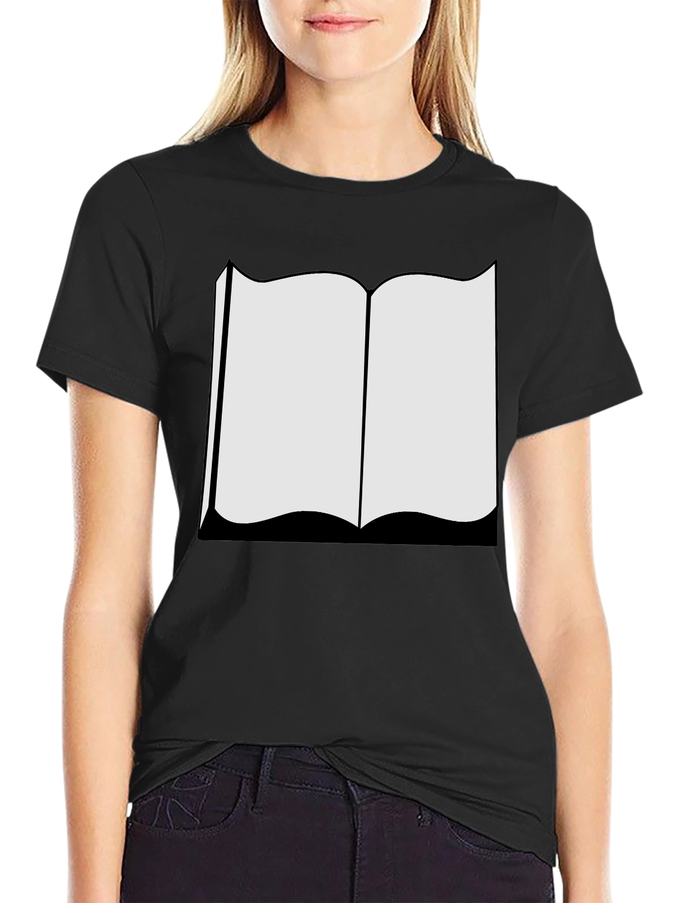 Camiseta Negra con Diseño de Libro Abierto