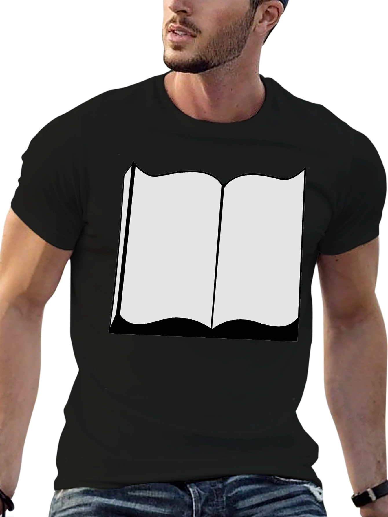 Camiseta Negra con Diseño de Libro Abierto