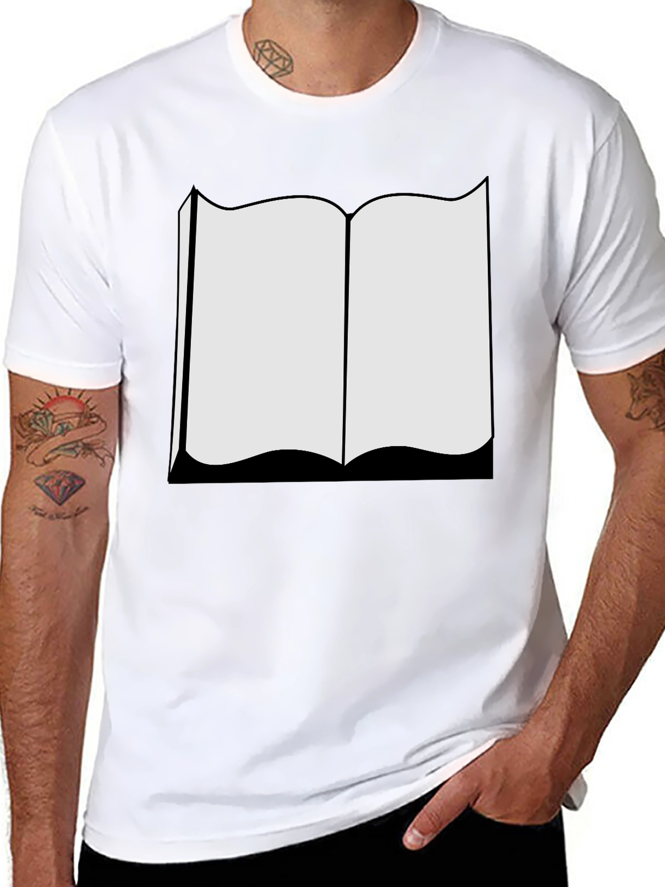 Camiseta Negra con Diseño de Libro Abierto