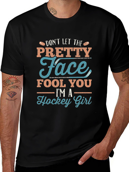 Camiseta Negra Hockey Girl para Mujer