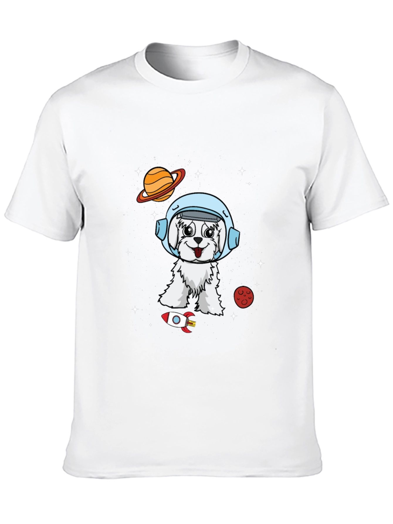 Camiseta Negra con Diseño de Perro Astronauta