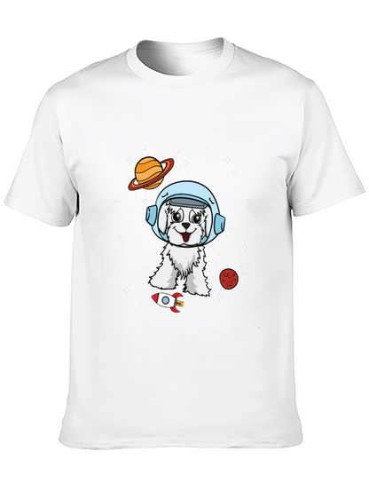 Camiseta Negra con Diseño de Perro Astronauta
