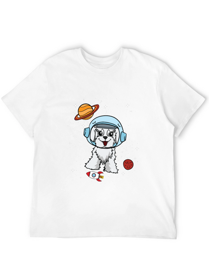 Camiseta Negra con Diseño de Perro Astronauta