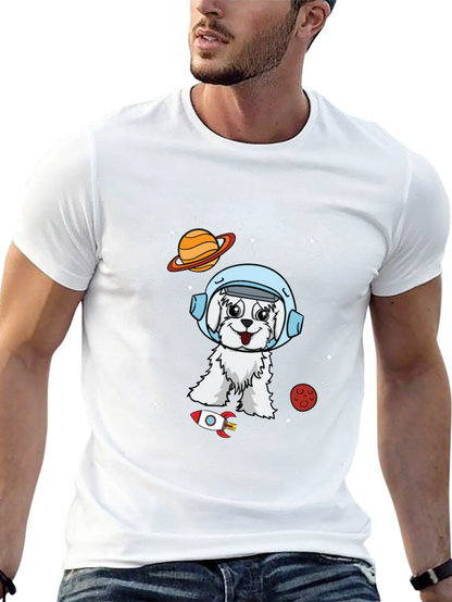 Camiseta Negra con Diseño de Perro Astronauta