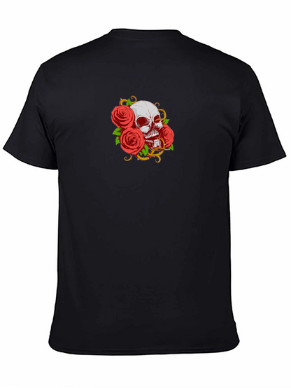 Camiseta Negra Calavera y Rosas
