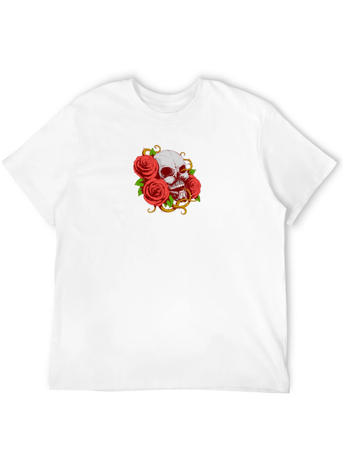 Camiseta Negra Calavera y Rosas