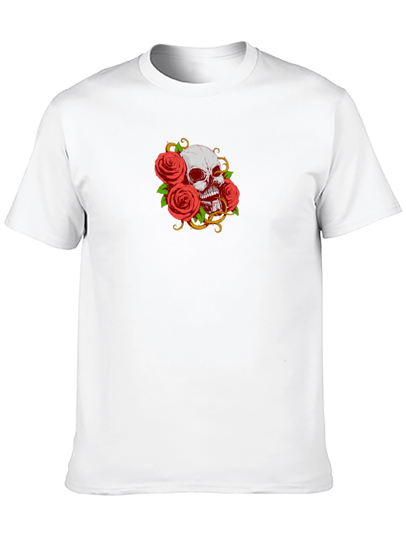 Camiseta Negra Calavera y Rosas