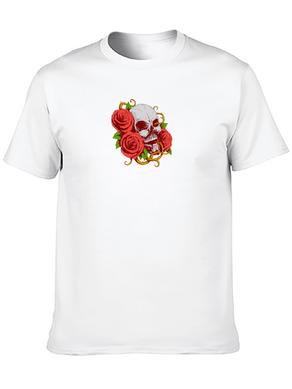 Camiseta Negra Calavera y Rosas