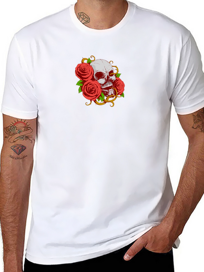 Camiseta Negra Calavera y Rosas