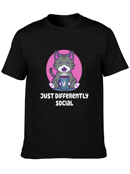 Camiseta Negra Social Diferente con Gato Adorable
