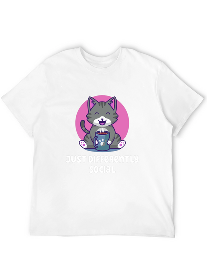 Camiseta Negra Social Diferente con Gato Adorable