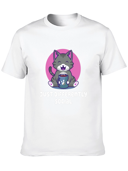 Camiseta Negra Social Diferente con Gato Adorable