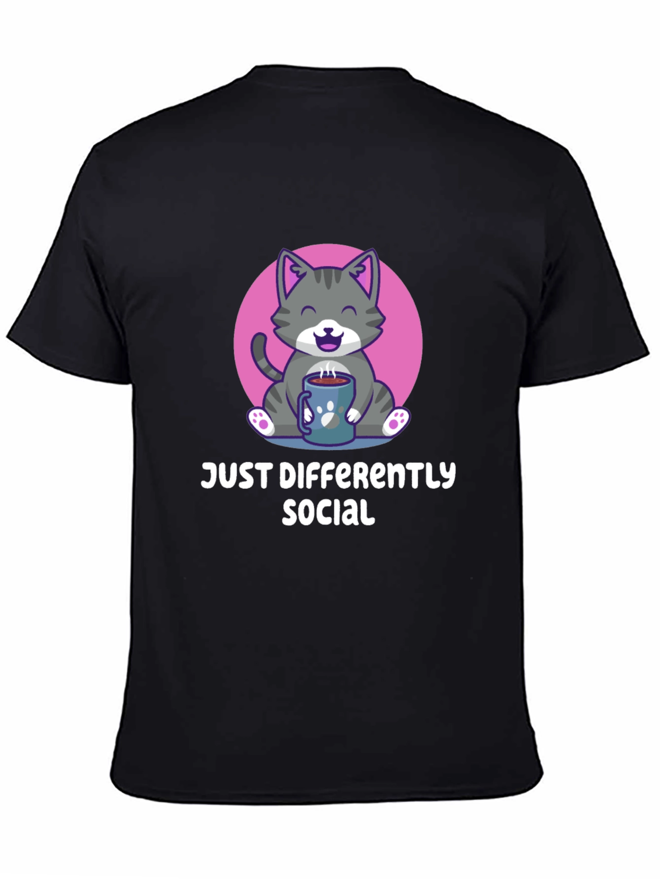 Camiseta Negra Social Diferente con Gato Adorable