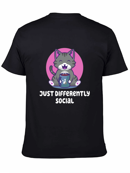 Camiseta Negra Social Diferente con Gato Adorable