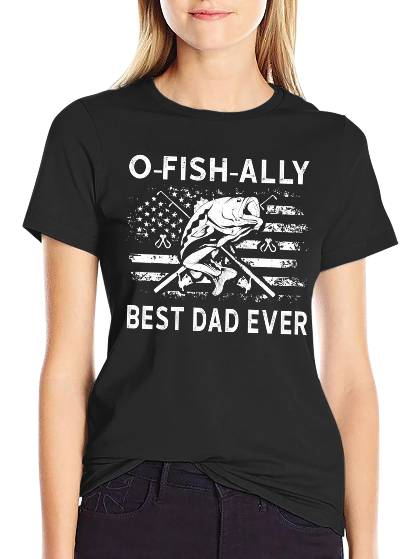 Camiseta Negra O-FISH-ALLY Best Dad Ever