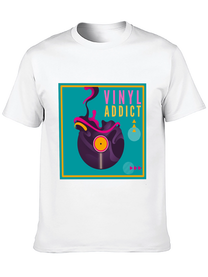 Camiseta Negra Vinyl Addict para Amantes de la Música