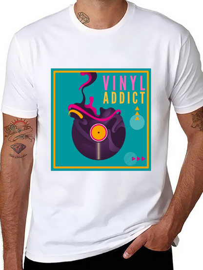 Camiseta Negra Vinyl Addict para Amantes de la Música