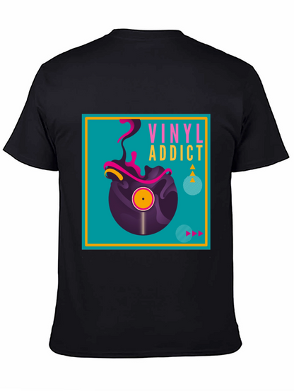 Camiseta Negra Vinyl Addict para Amantes de la Música