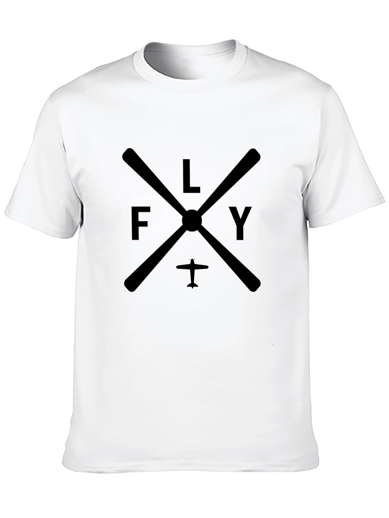 Camiseta Negra Hombre Estampado Fly Estilo Aviación
