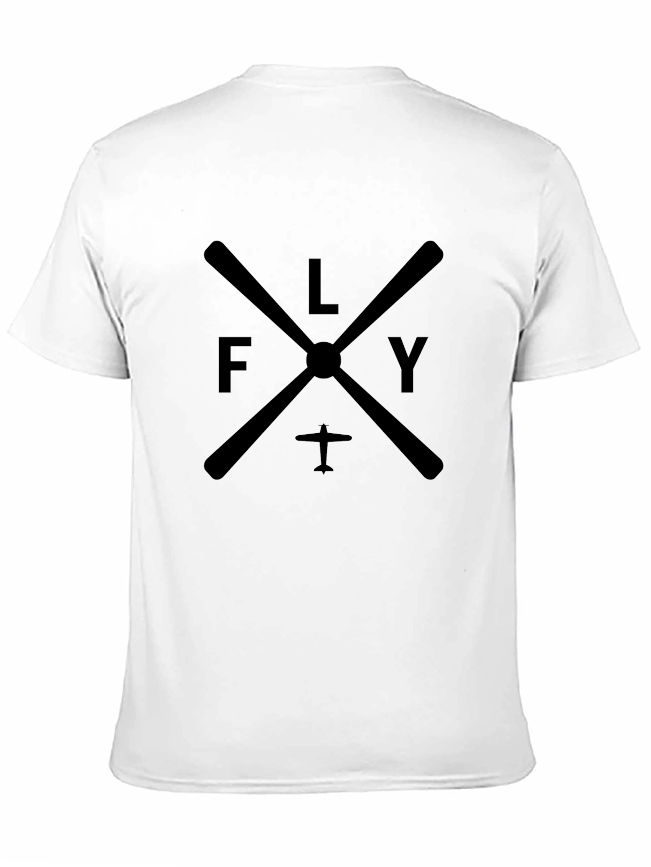 Camiseta Negra Hombre Estampado Fly Estilo Aviación