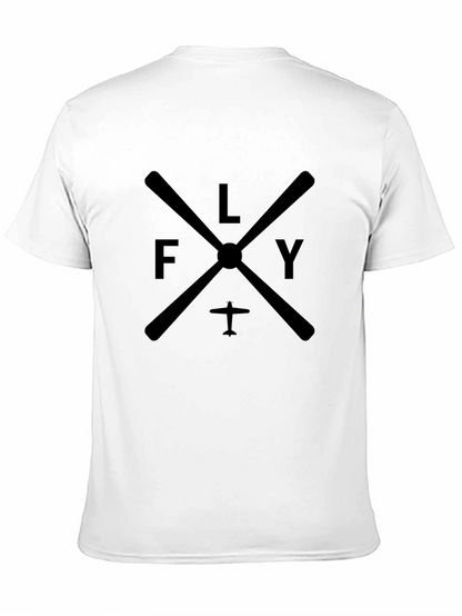 Camiseta Negra Hombre Estampado Fly Estilo Aviación