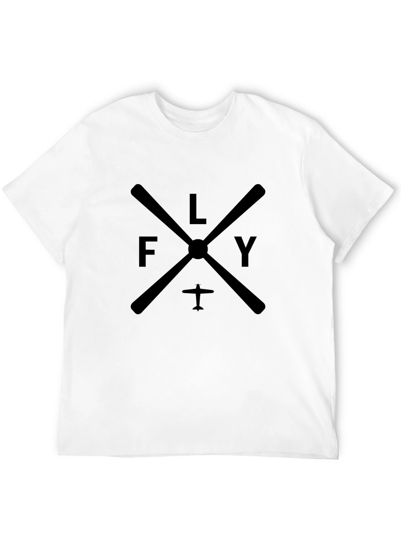 Camiseta Negra Hombre Estampado Fly Estilo Aviación