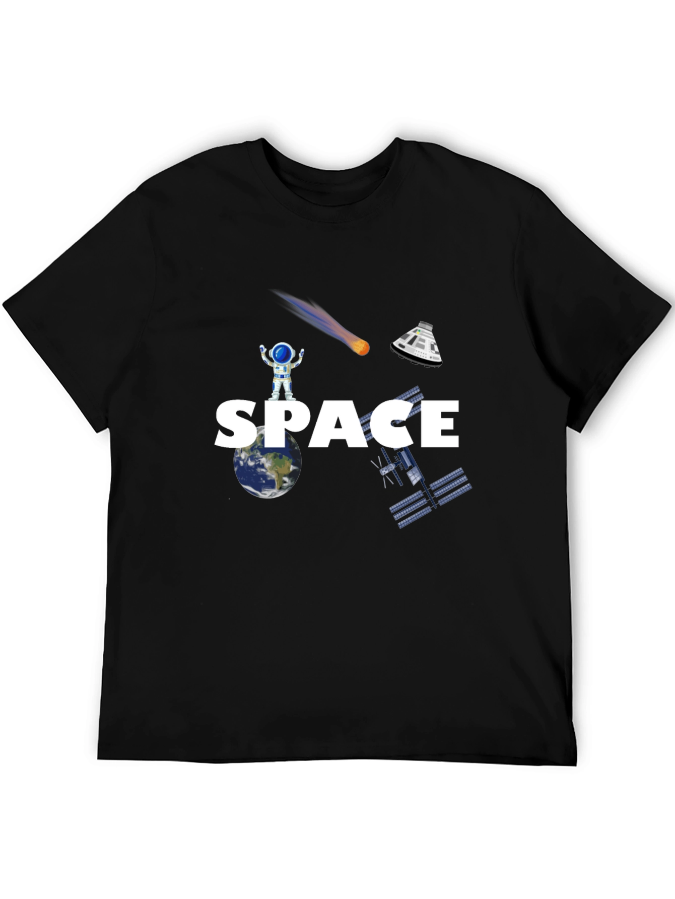 Camiseta Negra Espacio Astronauta Unisex