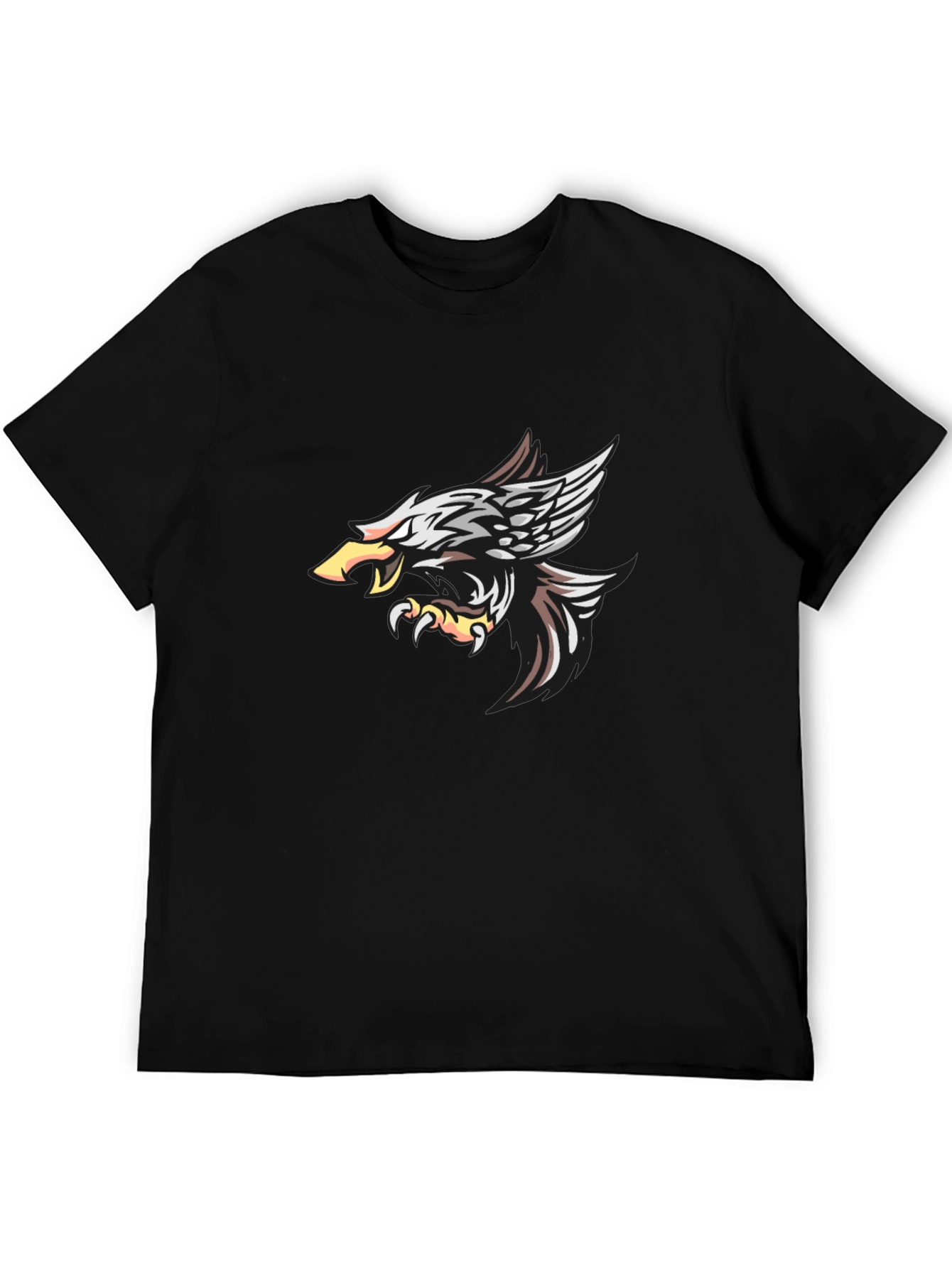 Camiseta Negra con Diseño de Águila Impresionante