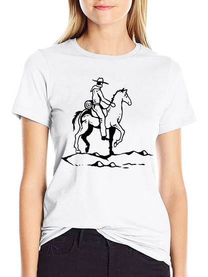 Camiseta Negra con Diseño Vaquero a Caballo
