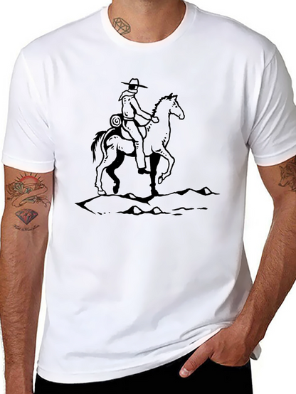 Camiseta Negra con Diseño Vaquero a Caballo