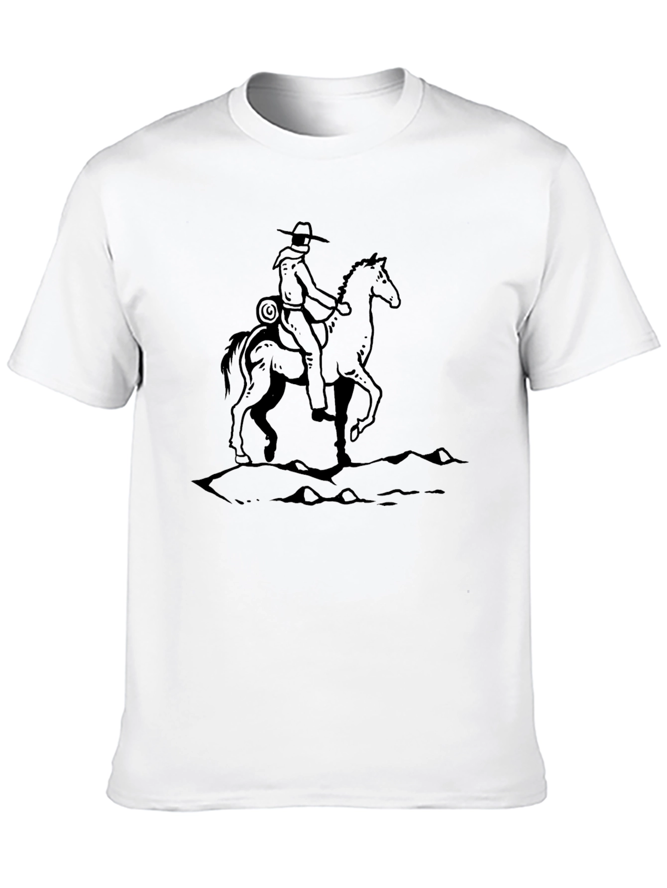 Camiseta Negra con Diseño Vaquero a Caballo