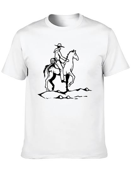 Camiseta Negra con Diseño Vaquero a Caballo