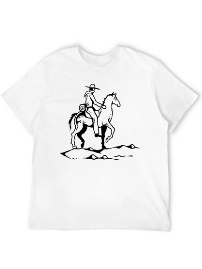 Camiseta Negra con Diseño Vaquero a Caballo