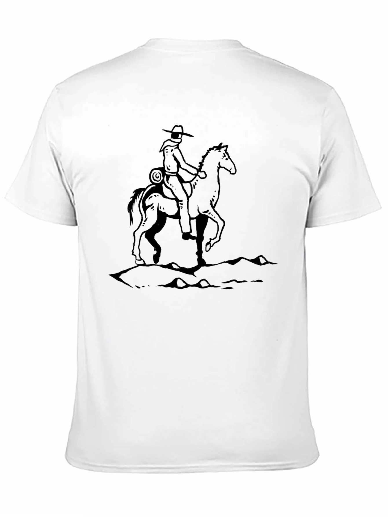 Camiseta Negra con Diseño Vaquero a Caballo