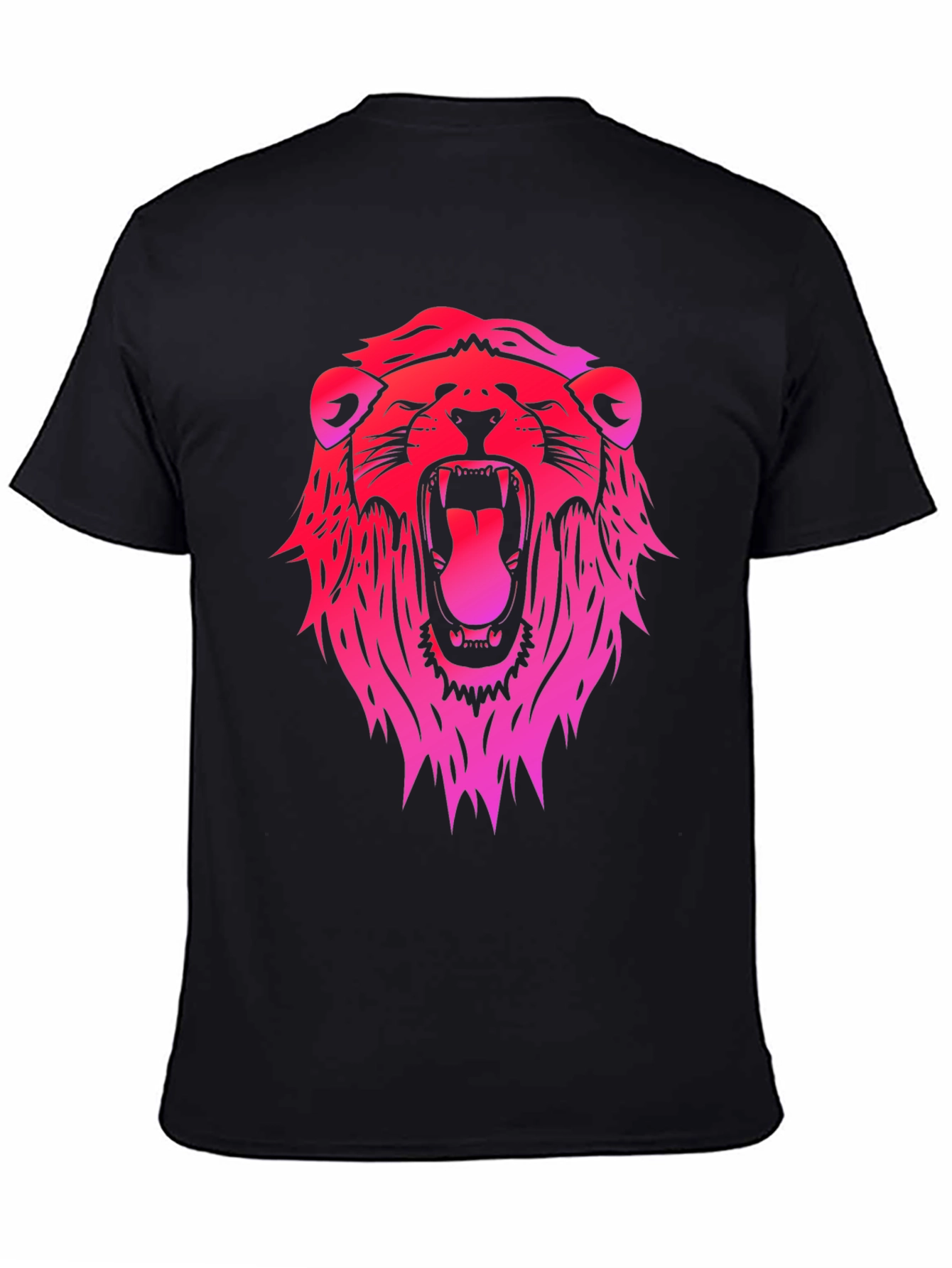 Camiseta Negra con Diseño de León Degradado